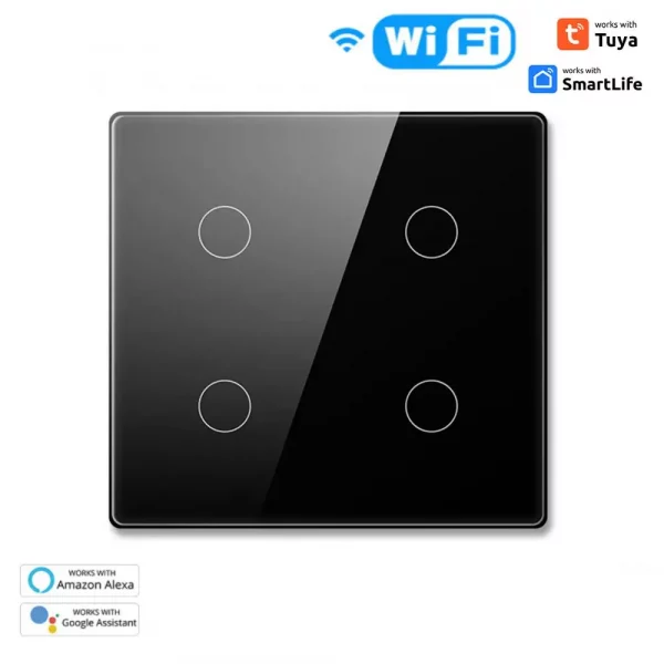 1/2PCS Tuya Brazil WiFi Light Wall Switch,Touch-Sensor Smart Interruptor 4/6 Gang ,Work with Alexa, Home 4
