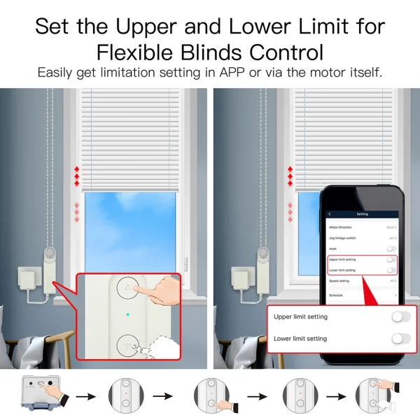 Tuya Bluetooth Automated Roller Shutter Intelligent Motorized Chain Roller Blinds Shade DIY Shutter Drive Motor Voice Control 4