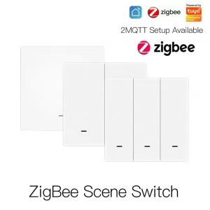 Tuya Smart Zigbee Button Switch No Neutral Wire Required 1/2/3 Gang Wall Light Switch Smart Home Support Alexa Google Home Alice