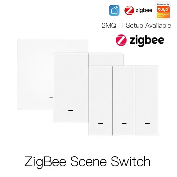 Tuya Smart Zigbee Button Switch No Neutral Wire Required 1/2/3 Gang Wall Light Switch Smart Home Support Alexa Google Home Alice