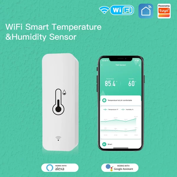 WiFi Temperature Humidity Sensor Battery Powered Tuya APP Indoor Thermometer Monitoring Remote Control Portable for Refrigerator 3
