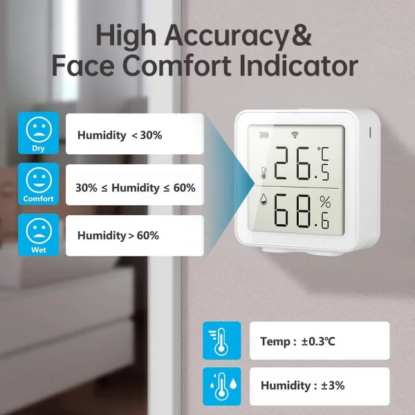 Tuya Smart WIFI Temperature and Humidity Sensor with LCD Screen Digital Display Wireless Thermometer Work with Alexa Google Home 2