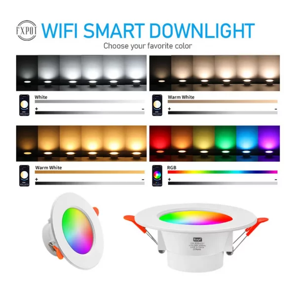Tuya Downlight Energy-Saving LED Dimmable Downlight Bluetooth-compatible Mobile Phone Control Lightweight for Alexa Google Home 6