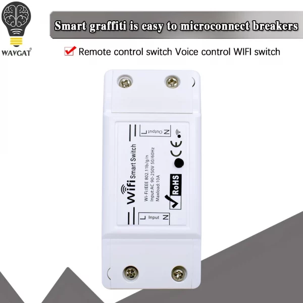 Smart Home House DIY Wifi Wireless Remote Switch Breaker LED Light Controller Module Alexa Google Home Smartlife Tuya APP