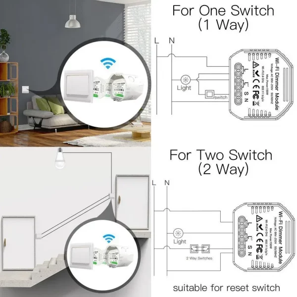 1 Gang DIY Mini LED WiFi Tuya Remote Control 1 Way Smart Light Dimmer Module 2