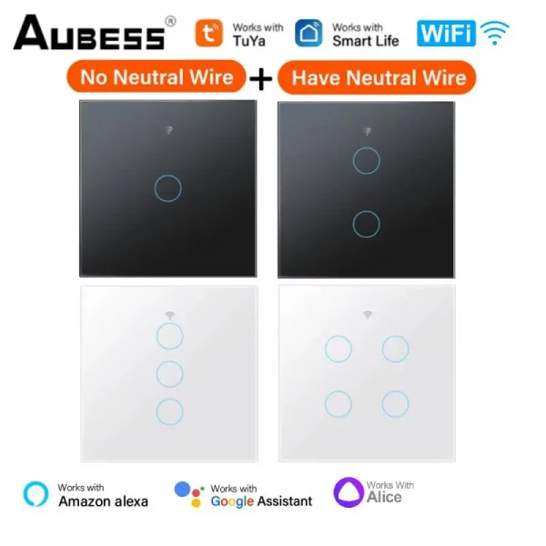 Tuya WiFi Smart Light Switch EU Smart Switch Touch Wall Panels Smart Life Smart Home Work With Alexa And Google Home Assistant