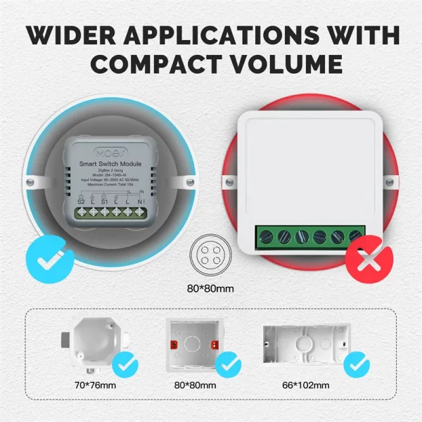 Tuya Zigbee Intelligent Switch Module Portable Home Automation DIY Breakers Switch Compatible with Alexa Google Assistant 2