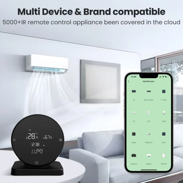 WiFi Tuya Smart Temperature Humidity Sensor Adjustable Screen Brightness IR Remote Control Hygrometer Thermometer 3