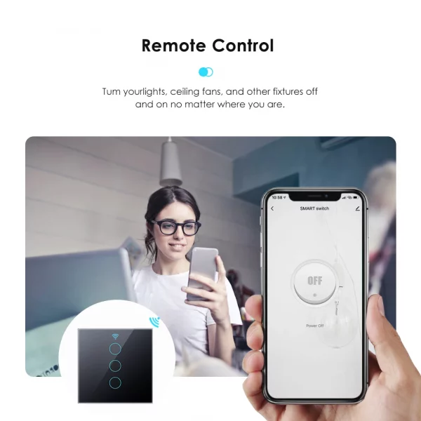 Tuya WiFi Smart Light Switch EU Smart Switch Touch Wall Panels Smart Life Smart Home Work With Alexa And Google Home Assistant 4