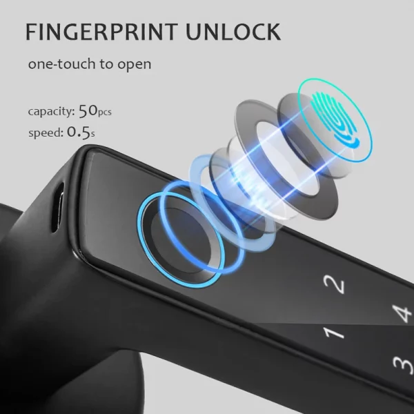 WAFU F8 Tuya Bluetooth Biometric Smart Door Lock Electronic Digital Lock Password Fingerprint Keyless Security Lock for Home 2