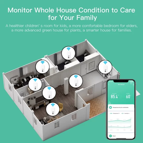 WiFi Temperature Humidity Sensor Battery Powered Tuya APP Indoor Thermometer Monitoring Remote Control Portable for Refrigerator 5