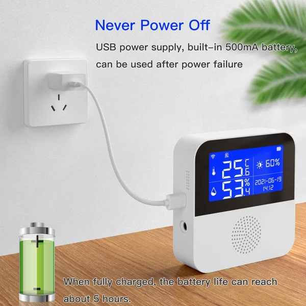Tuya Smart WIFI Temperature Humidity Sensor Display Screen Alarm Hygrometer Thermometer Detector Support Alexa Goo-gle Home 5