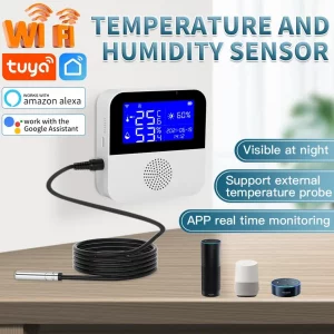 Tuya Smart WIFI Temperature Humidity Sensor Display Screen Alarm Hygrometer Thermometer Detector Support Alexa Goo-gle Home