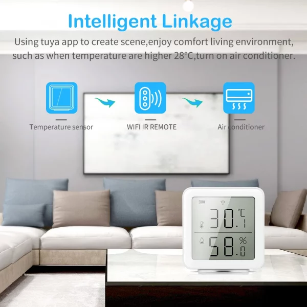 Tuya Smart WIFI Temperature and Humidity Sensor with LCD Screen Digital Display Wireless Thermometer Work with Alexa Google Home 4