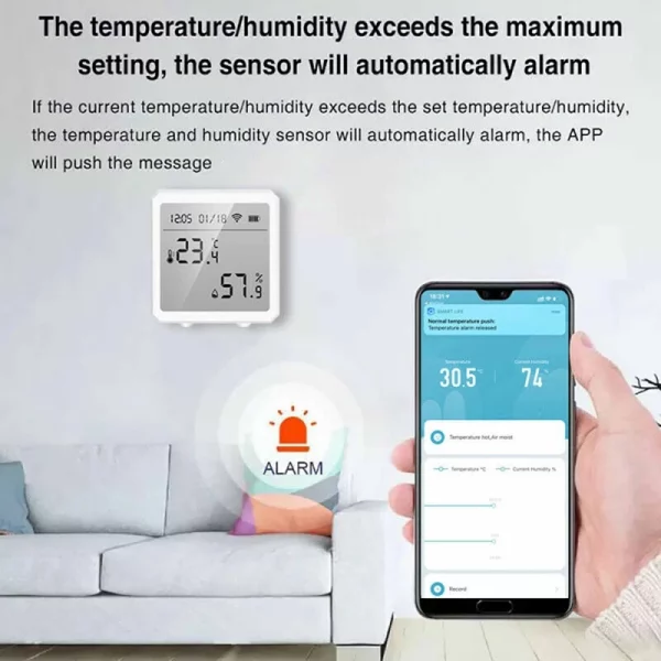 TUYA WiFi Temperatur- und Feuchtigkeitssensor LCD-Display für Alexa Google 3