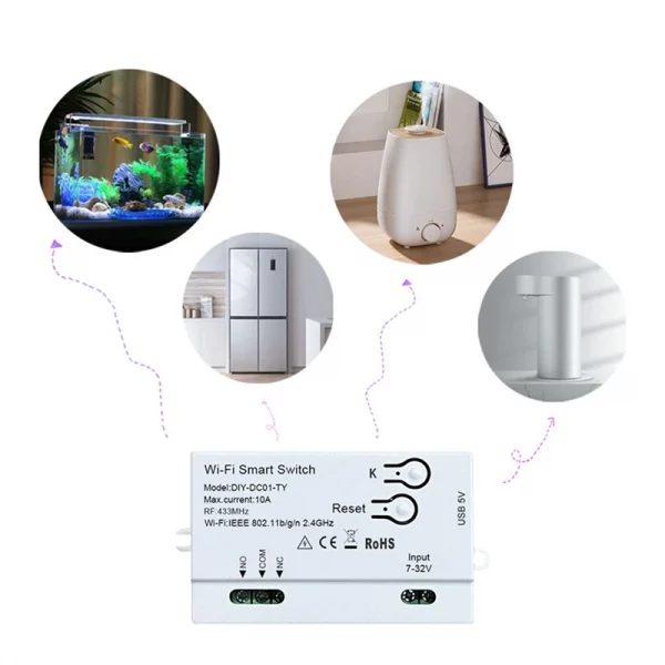 New Tuya Wifi Smart Switch DIY Timer 1CH 7-32V USB 5V 2.4G Wifi Smartlife Home Automation Module For Alexa Google Home IFTT 2