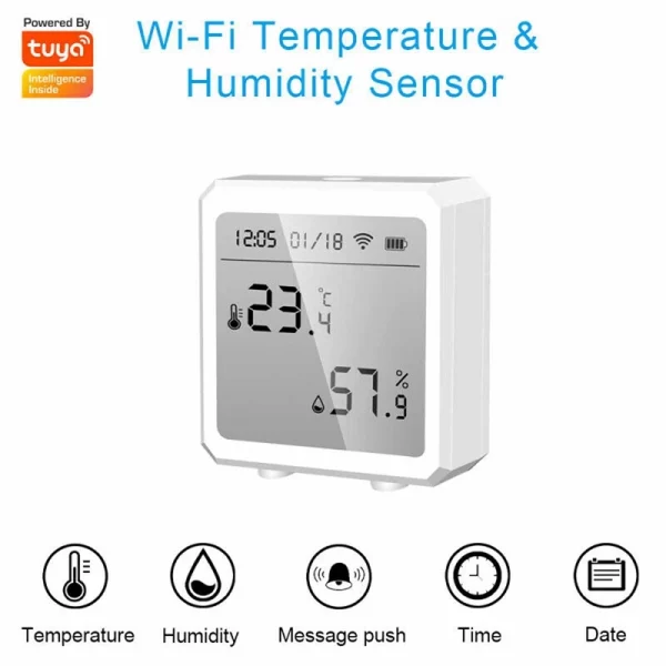 TUYA WiFi Temperatur- und Feuchtigkeitssensor LCD-Display für Alexa Google 2