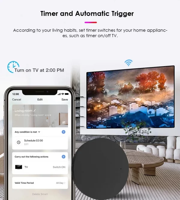 Tuya WiFi Smart IR Remote Control For Air Conditioner TV, Smart Home Infrared Universal Remote Controller For Alexa,Google Home 4