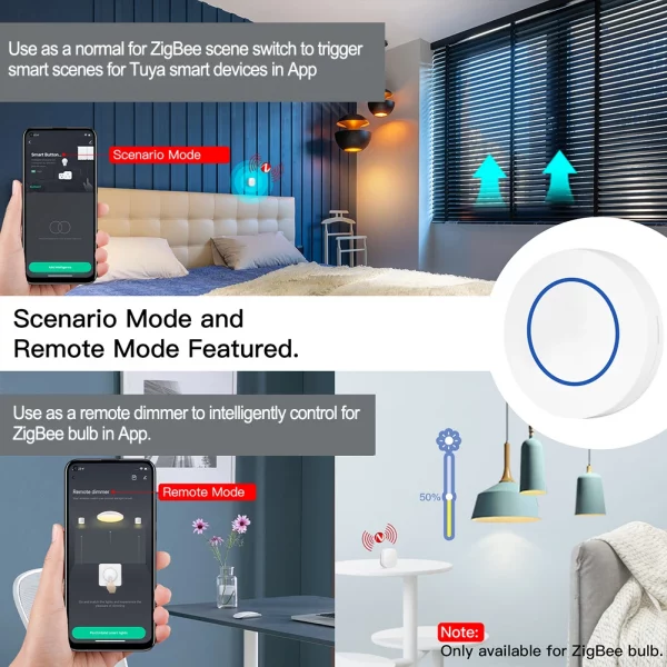 Tuya Zig Bee Wireless Smart Button Smart Scene Switch Automation Scenario Smart Controller Smart Life Required Zig Bee Gateway 5