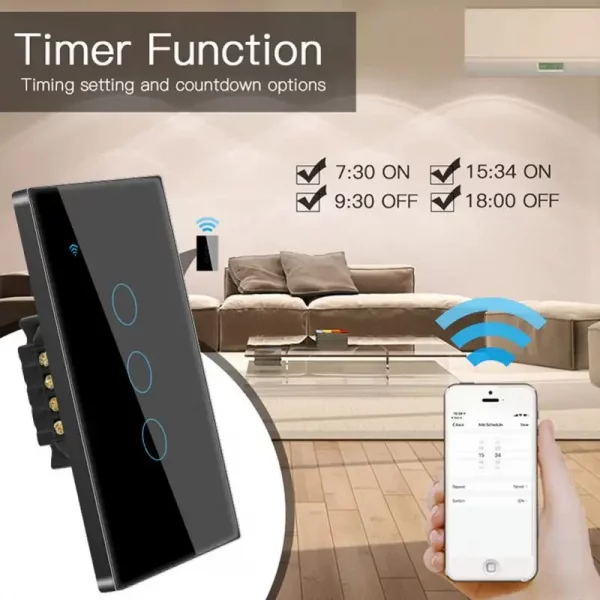 Tuya US WiFi Smart Light Switch Neutral Wire Required 1/2/3/4 Gang Smart Home Switch Works With Smart Life APP Alexa Google Home 4
