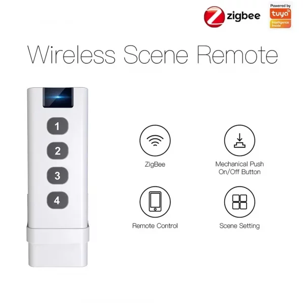 4 Key Tuya ZigBee Smart Wireless Scene Switch Remote Portable Home Automation Scenario Remote Control With Alexa Google 2