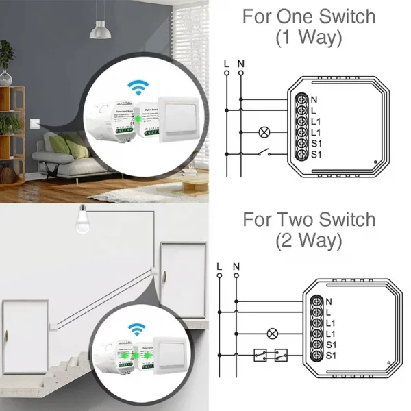 Tuya Zigbee on/off switch 1/2/3/4 way MINI dual control concealed switch modification intelligent life APP 2