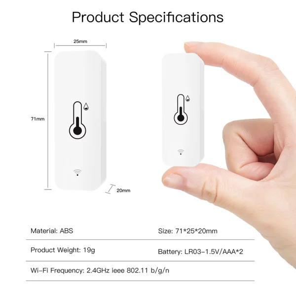 WiFi Temperature Humidity Sensor Battery Powered Tuya APP Indoor Thermometer Monitoring Remote Control Portable for Refrigerator 6