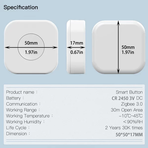 Tuya Zigbee Wireless Mini Switch One Key Push Button Control Scene Smart Remote Controller Home Automation 1 Piece 3