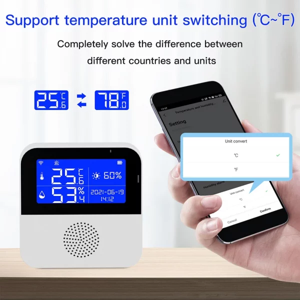Tuya Smart WIFI Temperature Humidity Sensor Display Screen Alarm Hygrometer Thermometer Detector Support Alexa Goo-gle Home 6