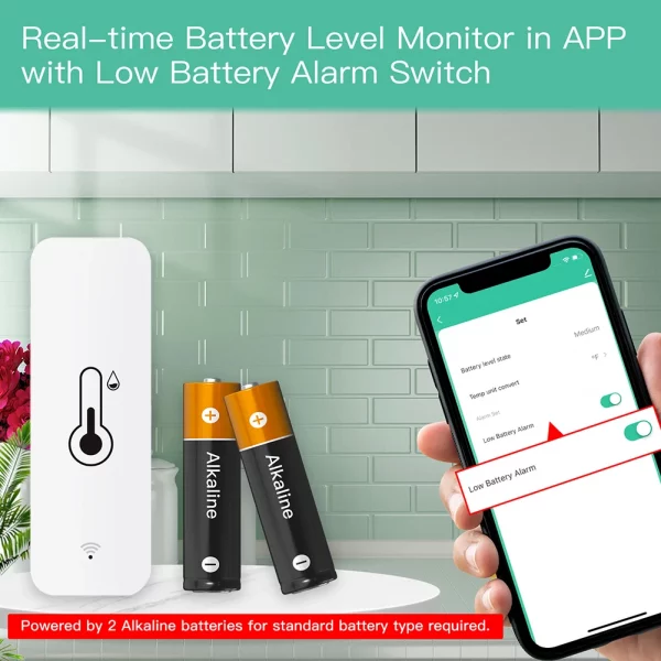 WiFi Temperature Humidity Sensor Datalogger Battery Powered Tuya APP Indoor Thermometer Monitoring Portable for Fridge Freezer 2