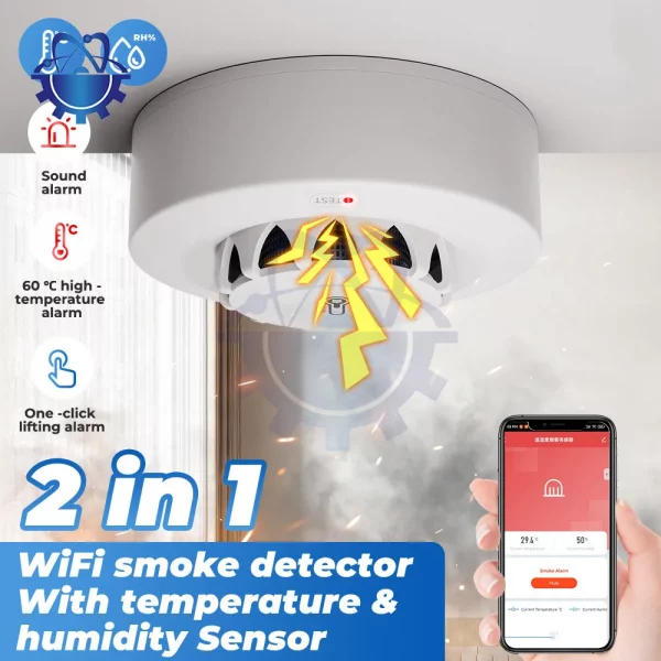 Tuya Smart Bluetooth wifi Smoke Alarm Temperature and Humidity Sensor Detection 3 in 1 Sensor Smart Living 2
