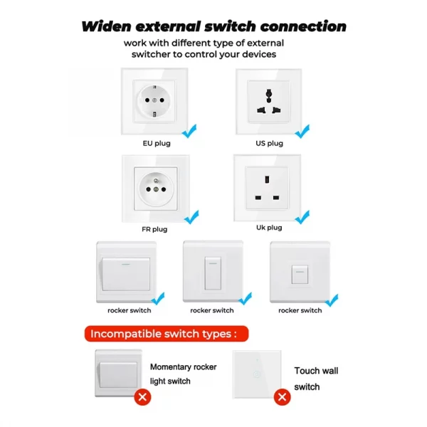 1CH Tuya Wifi Switch Fan Controller Smart Home Stepless Speed Switch Voltage Regulator For Alexa Google Smart Life,White Durable 2