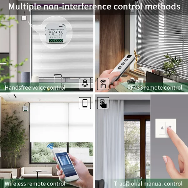 Tuya WiFi Smart Curtain Switch Module 433MHz Smart Curtain Switch Remote Control Smart Life APP For Works With Alexa Google Home 5