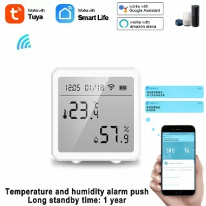 TUYA WiFi Temperatur- und Feuchtigkeitssensor LCD-Display für Alexa Google