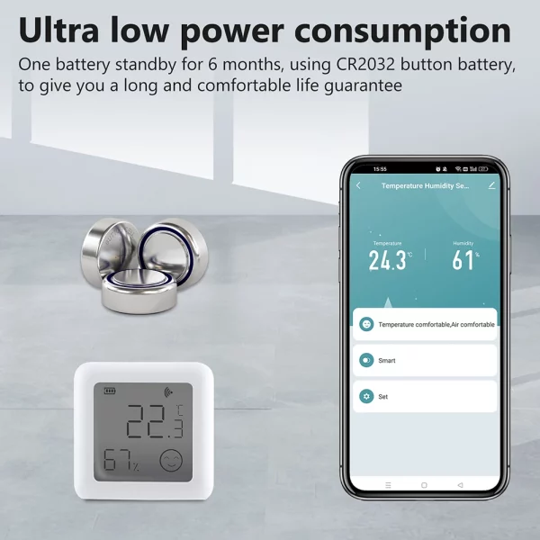 Tuya Temperature Humidity Sensor Mini LCD Digital Display Temperature Sensor Humidity Meter Battery Powered Bluetooth-compatible 4