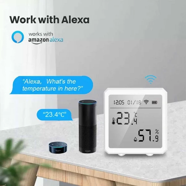 TUYA WiFi Temperatur- und Feuchtigkeitssensor LCD-Display für Alexa Google 4