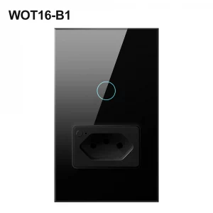 Tuya Zig Bee WiFi Smart Wall Switch 16A Brazil Standard Glass Panel Power Socket 1/2 Buttons Smart Light Switch For Alexa Goo Gl