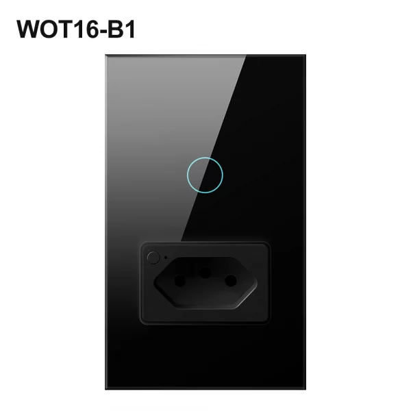 Tuya Zig Bee WiFi Smart Wall Switch 16A Brazil Standard Glass Panel Power Socket 1/2 Buttons Smart Light Switch For Alexa Goo Gl