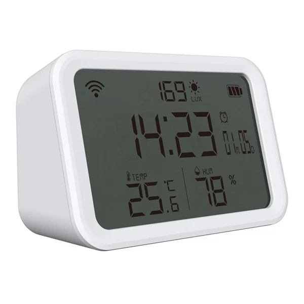 Tuya WiFi Temperature Humidity Sensor 2.4GHz 4 in 1 Thermometer Hygrometer Gauge LCD Digital Display Bluetooth-compatible 5.0