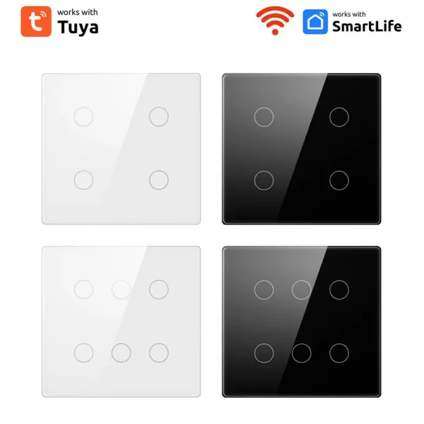 1/2PCS Tuya Brazil WiFi Light Wall Switch,Touch-Sensor Smart Interruptor 4/6 Gang ,Work with Alexa, Home 2