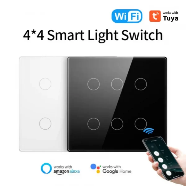 1/2PCS Tuya Brazil WiFi Light Wall Switch,Touch-Sensor Smart Interruptor 4/6 Gang ,Work with Alexa, Home 3