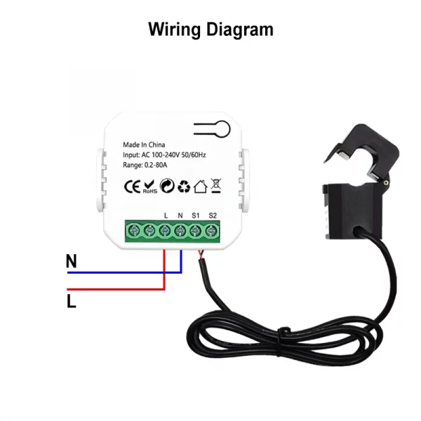 Tuya Smart Life WiFi Energy Meter 80A With Clamp CT Replaceable Accessories Electricity  Clamp CT Tuya Smart Life Spare Parts 4