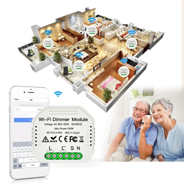 1 Gang DIY Mini LED WiFi Tuya Remote Control 1 Way Smart Light Dimmer Module 4