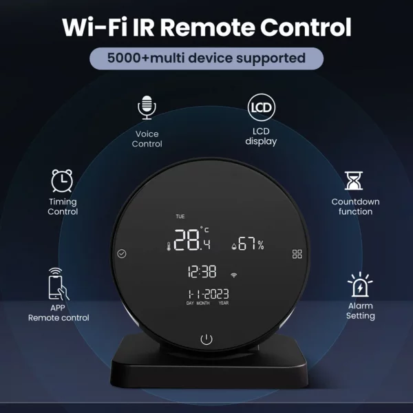 WiFi Tuya Smart Temperature Humidity Sensor Adjustable Screen Brightness IR Remote Control Hygrometer Thermometer 5