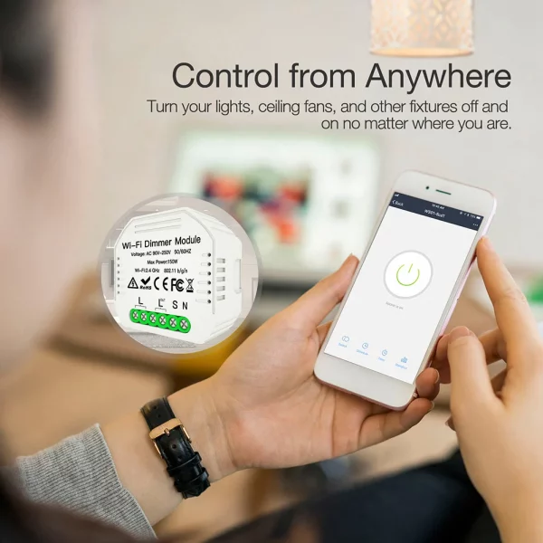 1 Gang DIY Mini LED WiFi Dimmer Module Tuya 1 Way Smart Light Dimmable Switch 4