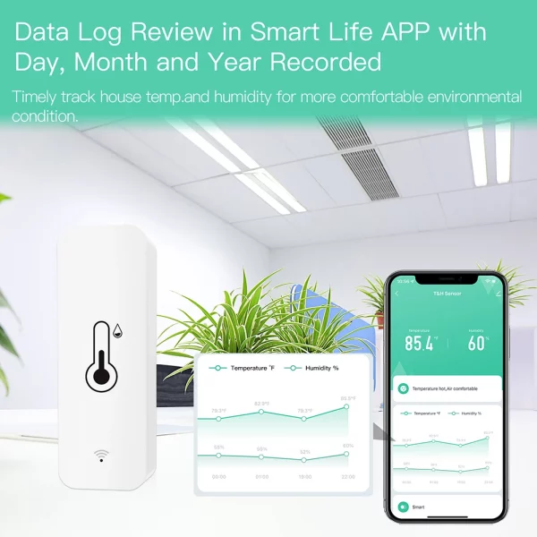 WiFi Remote Alarm Monitor Battery Powered Tuya APP Smart Temperature Humidity Sensor Remote Control Portable for Fridge Freezer 5