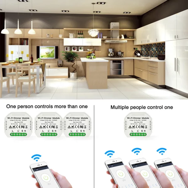 1 Gang DIY Mini LED WiFi Dimmer Module Tuya 1 Way Smart Light Dimmable Switch 5