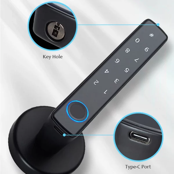 WAFU F8 Tuya Bluetooth Biometric Smart Door Lock Electronic Digital Lock Password Fingerprint Keyless Security Lock for Home 3