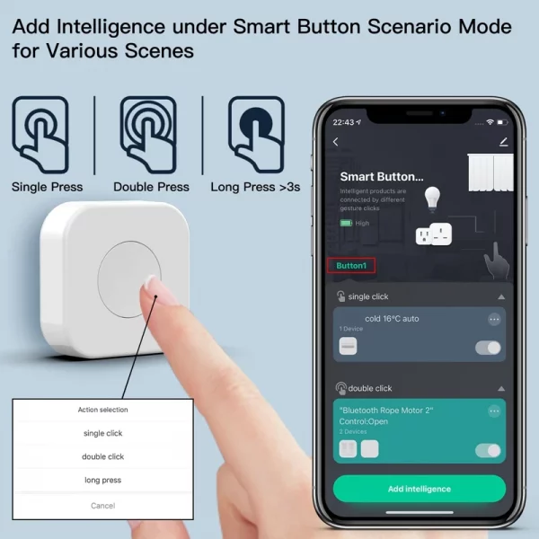 Tuya Zigbee Wireless Mini Switch One Key Push Button Control Scene Smart Remote Controller Home Automation 1 Piece 3