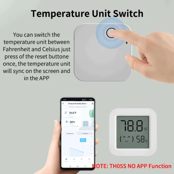 Tuya Temperature Humidity Sensor Mini LCD Digital Display Compatible with Bluetooth APP Remote Control Thermometer Hygrometer 4